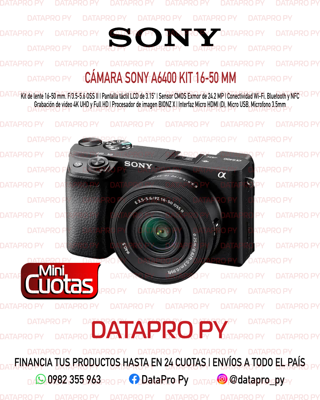 Cámara Sony A6400 Kit 16-50mm.